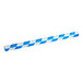 A blue and white striped plastic table cover.