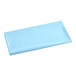 A light blue plastic rectangular sheet on a white background.