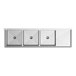 A white rectangular stainless steel sink with three square holes.