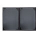 A black rectangular menu cover with black corners.