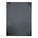 A navy rectangular menu cover with a black border.
