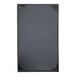 A black rectangular menu cover with a white border.