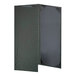A black rectangular menu cover with a green border and 3 open pages.