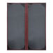A black rectangular menu cover with a red border and two Harley menus inside.
