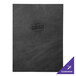 A black leather H. Risch, Inc. menu cover with a logo displayed on a table.