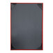 A black and red rectangular object with a red border and a black frame containing a white sheet of paper.