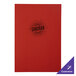 A red leather menu cover with black text that says "Salabar"