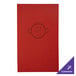 A red rectangular H. Risch, Inc. menu cover with white customizable text.