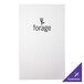 A white menu cover with a black and white logo.