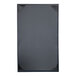 A rectangular navy blue menu cover with white border and corners.