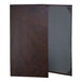 A brown leather H. Risch, Inc. menu cover with a grey border.