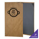 A brown menu with a black and grey customizable Harley Nugget cover with a logo.