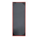 A black and red rectangular menu cover with red edges.
