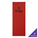 A red rectangular menu cover with a black circle logo.