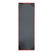 A rectangular black menu cover with red edges.