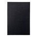 A black leather menu cover with a black surface.