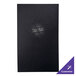 A black leather H. Risch, Inc. menu cover with a custom logo.