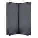 A grey rectangular menu cover with a black border.