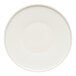 A white Libbey porcelain plate with a white rim.