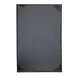 A black rectangular menu cover with black corners and a black border.