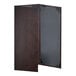 A brown leather menu cover with black trim.