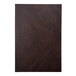 A brown leather menu cover with a customizable window.