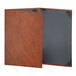 A brown H. Risch, Inc. menu cover with black pages.