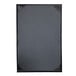 A black rectangular menu cover with a black border.
