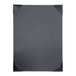 A white rectangular menu cover with black corners.