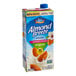 A blue carton of Almond Breeze Unsweetened Almond Milk.