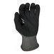 A black Armor Guys work glove with a gray stripe.