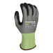 A pair of gray and yellow Armor Guys Kyorene Pro work gloves with black palm coating.