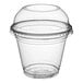 A clear plastic cup with a dome lid.