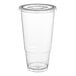 A clear plastic Choice cold cup with a flat lid.