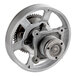 A metal gear wheel with a pulley for an Estella SM40 clutch assembly.