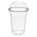 A clear plastic Choice PET cup with a dome lid.