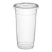 A clear plastic Choice 32 oz. plastic cup with a lid.