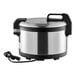 An Avantco stainless steel rice cooker with a cord.