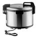 An Avantco stainless steel electric rice cooker with a cord.