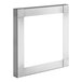 A silver square metal frame.