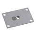 A stainless steel Hatco leg bracket plate with holes in it.