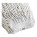 A close-up of a white Lavex rayon mop head with a white headband.