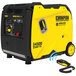 A yellow and black Champion Power Equipment gasoline-powered inverter portable generator with electric, recoil, and remote start.