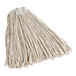 A Choice natural cotton mop head with a white handle.