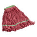 A red Lavex Pro rayon blend mop head with green trim.