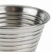 An American Metalcraft stainless steel round ribbed sauce cup.