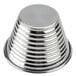 An American Metalcraft stainless steel round ribbed sauce cup.