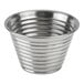 An American Metalcraft stainless steel round ribbed sauce cup.