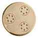 A circular gold Estella Gramigne pasta die with holes.