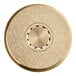 A circular brass Estella pasta die with a hole in the center.